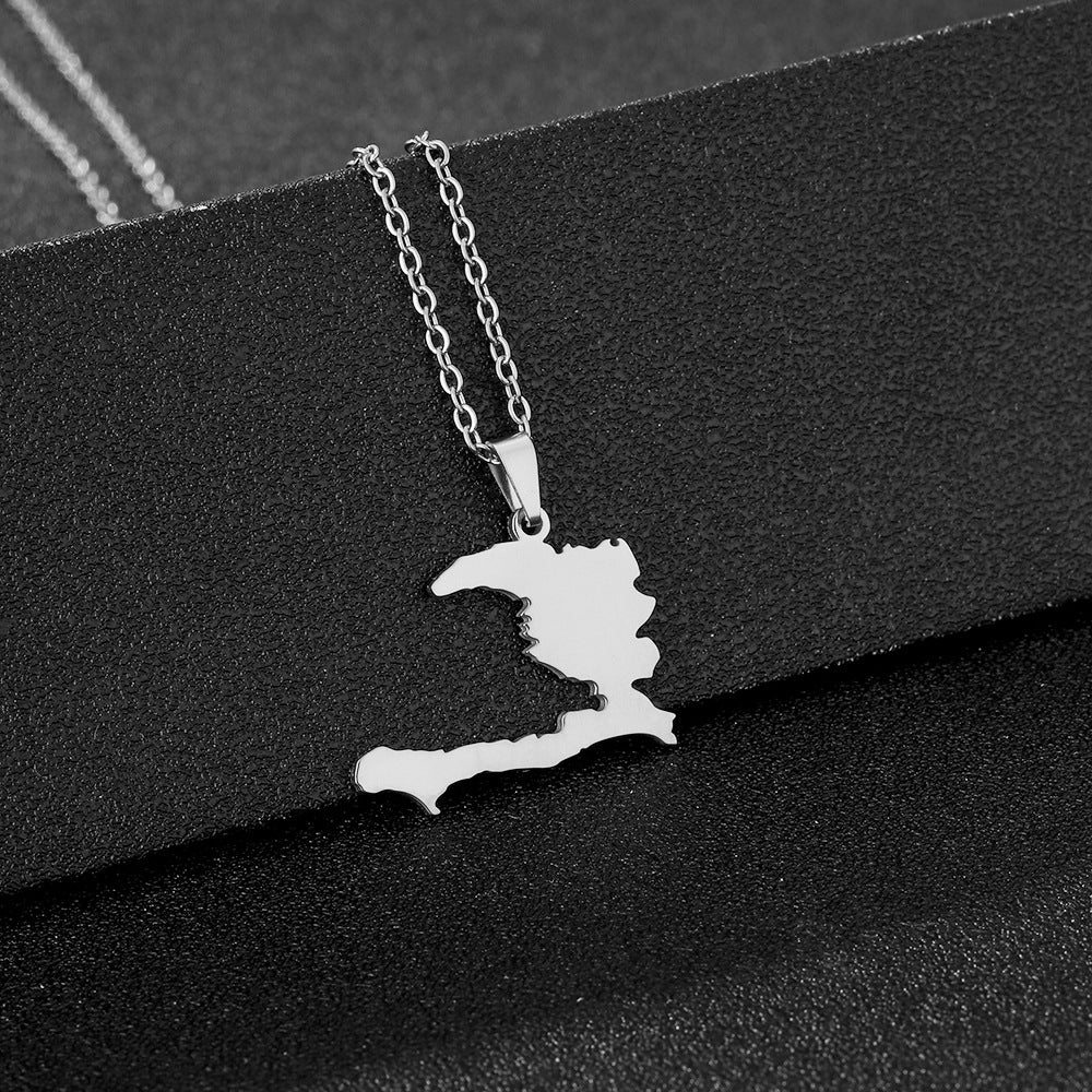 Fashion Geometric Titanium Steel Pendant Necklace with Enamel Finish for Unisex, O-Chain Style