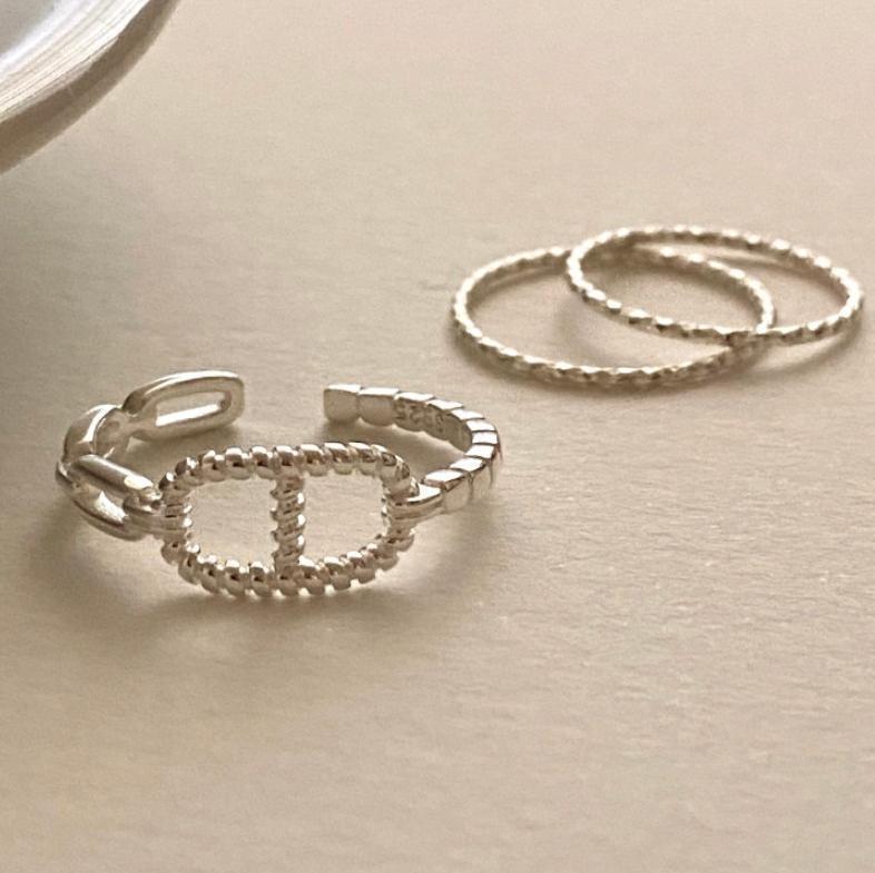 Cartoon Style Wave-Shaped 925 Sterling Silver Adjustable Ring for Women with Pig Nose Motif