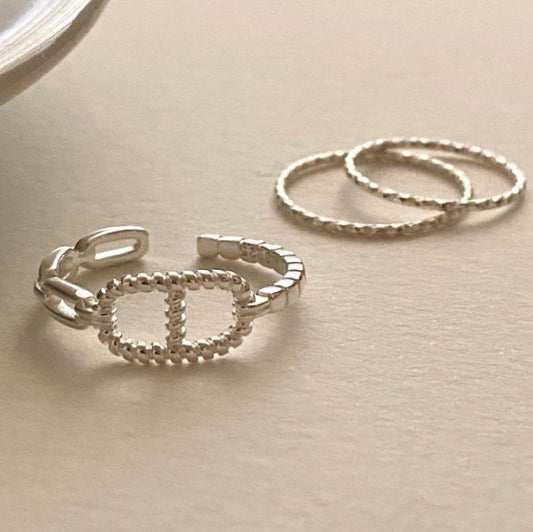 Anillo ajustable de plata de ley 925 con forma de onda estilo dibujos animados para mujer con motivo de nariz de cerdo