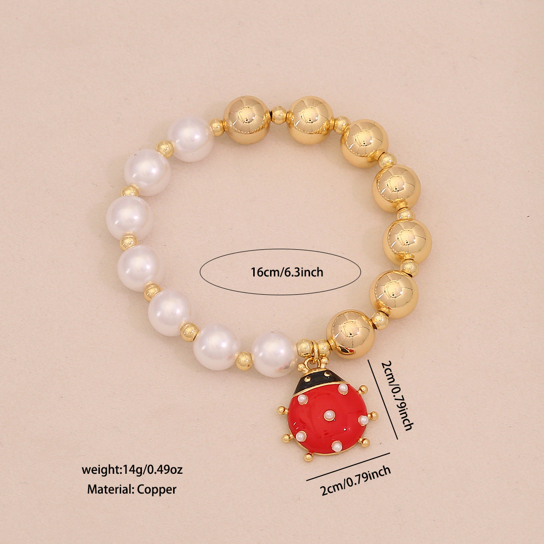 Fashion OL Style Insect-Shaped Imitation Pearl Beaded Bracelet for Women