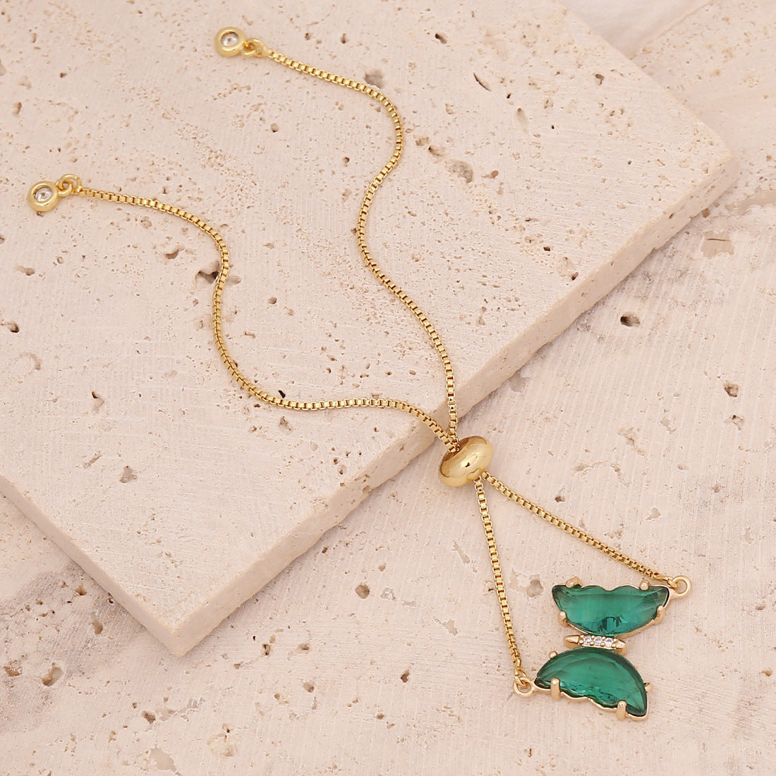 Sweet 18K Gold Plated Butterfly Brass Bracelet