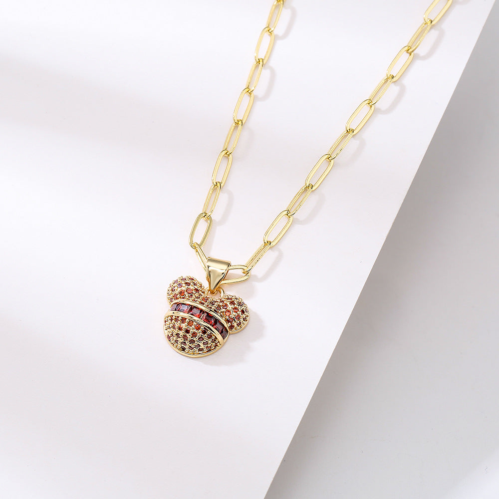 Minimalist Geometric Pendant Necklace for Women with Copper Base Plated in 18K Gold and Micro-Paved Zirconia
