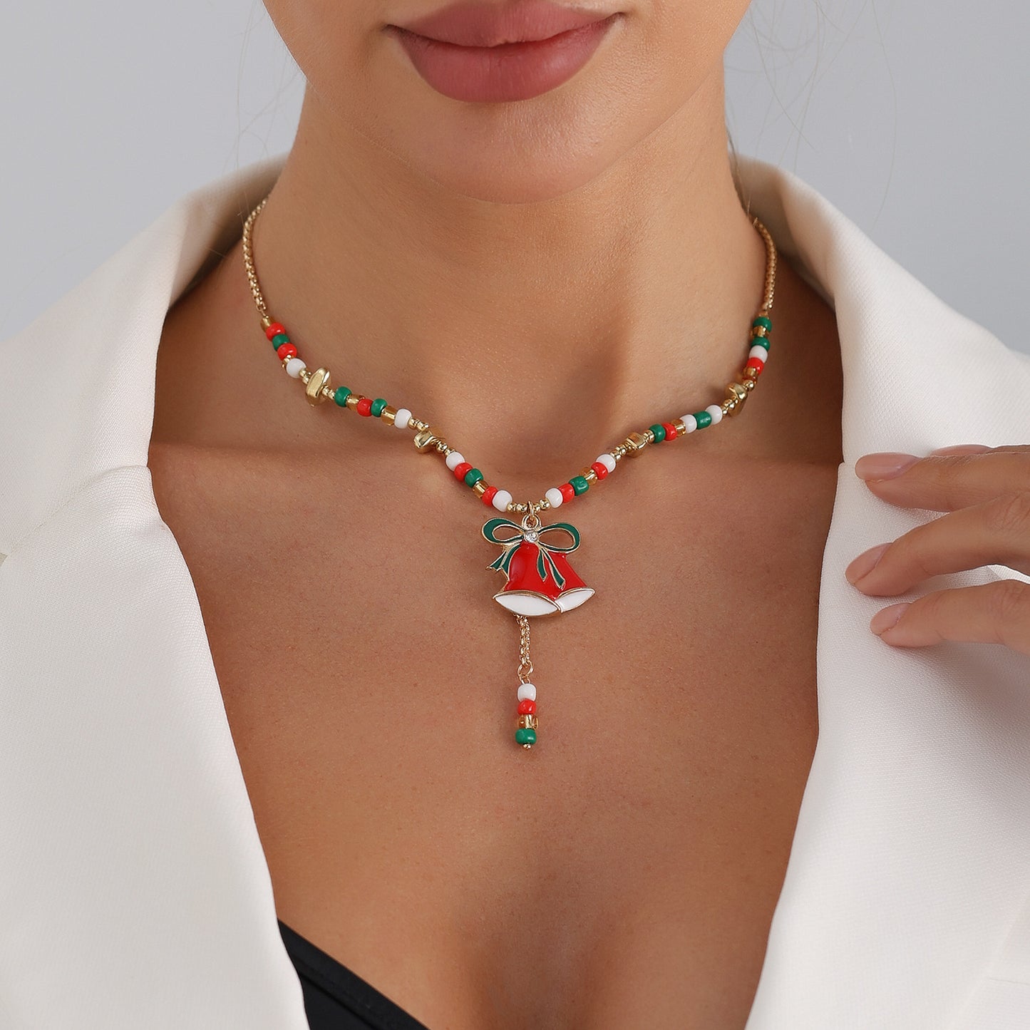 Fashion Choker Necklace with Butterfly and Christmas Hat Pendant in Geometric Shape, Alloy Plated, Festive Holiday Party Jewelry for Women