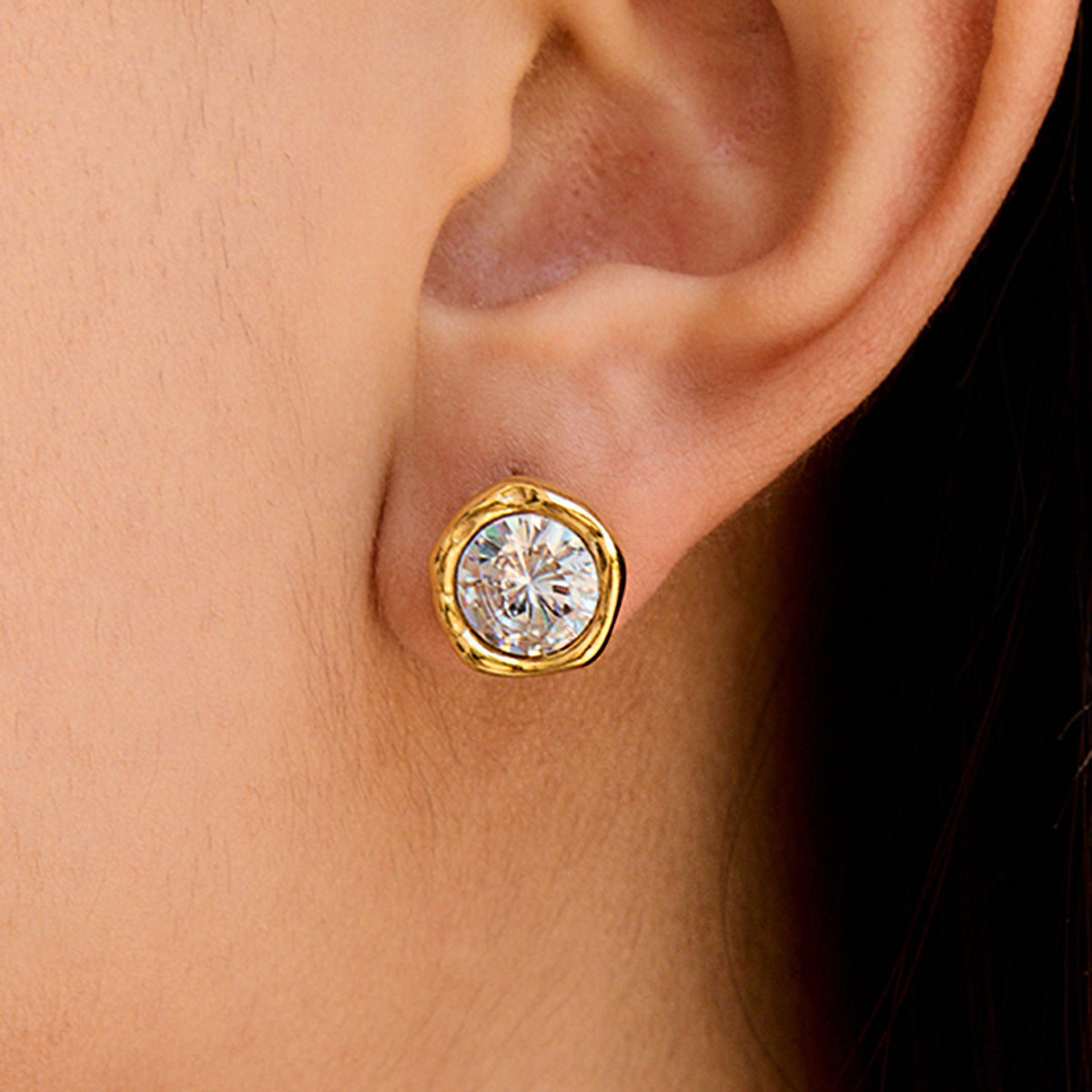 Pendientes de tuerca minimalistas de acero inoxidable geométricos para mujer con acabado chapado