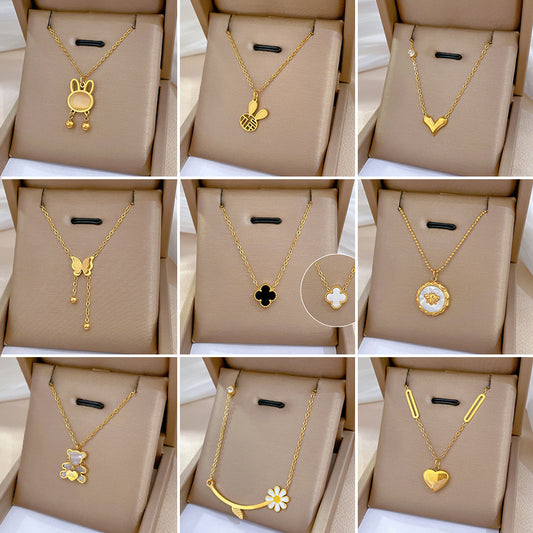 Geometric Minimalist Titanium Steel Plated Necklace for Unisex with Irregular Chain