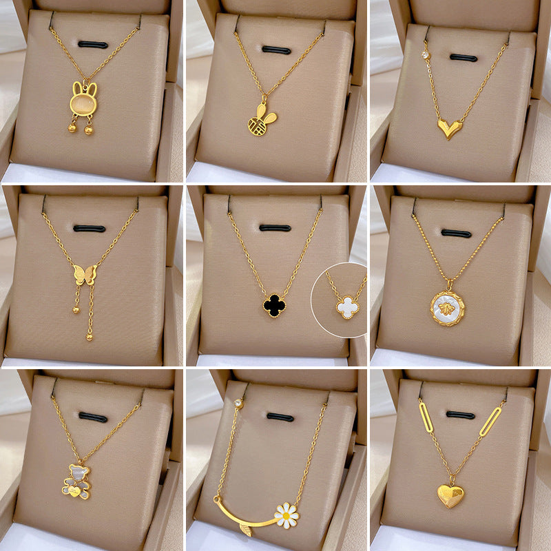 Collana in Acciaio al Titanio Placcato con Design Geometrico Minimalista e Catena Irregolare, Unisex