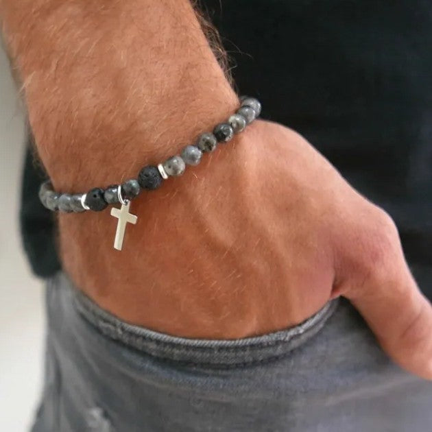 Bohemian Ethnic Turquoise Beaded Bracelet with Cross Pendant
