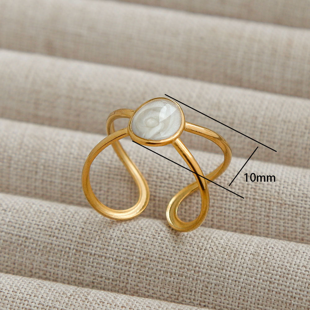 Anello Aperto Geometrico Minimalista per Donna e Uomo in Acciaio Inossidabile Placcato Oro con Motivi Floreali, Albero e Girasole