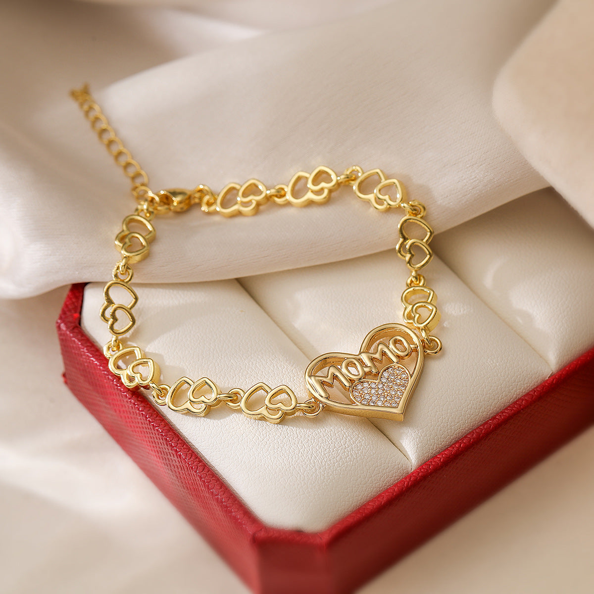 Minimalist Geometric Copper Bracelet with 18K Gold Plating and Zircon Inlay for Women