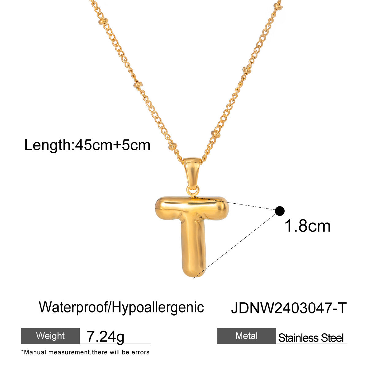 Minimalist Stainless Steel Letter Pendant Necklace Plated Titanium Steel Chain for Women