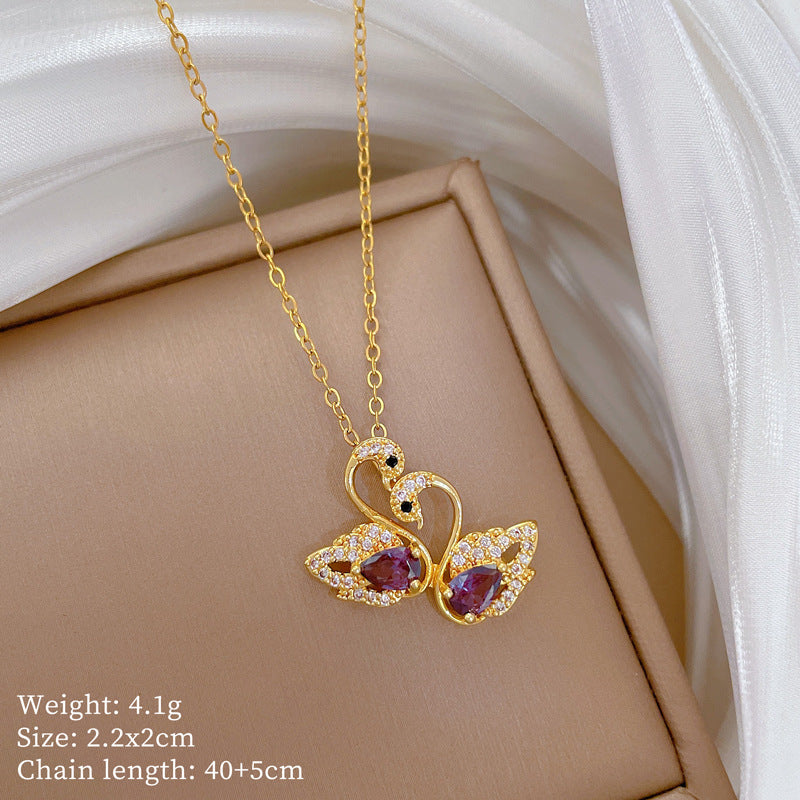 Geometric Style Titanium Steel Necklace with Copper Pendant Plated in Real Gold for Women and Men
