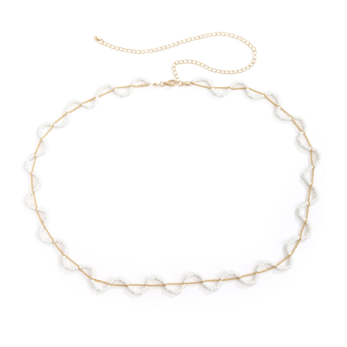 Boho Beach Body Chain for Women with Wavy Beaded Design, Adjustable Double-Layer Waist Chain with Lobster Clasp, Summer-Friendly Plastic Waist Jewelry