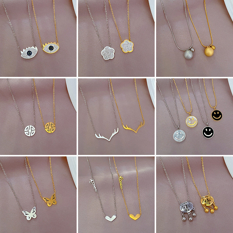 Collana con pendente geometrico minimalista in acciaio al titanio placcato per donna