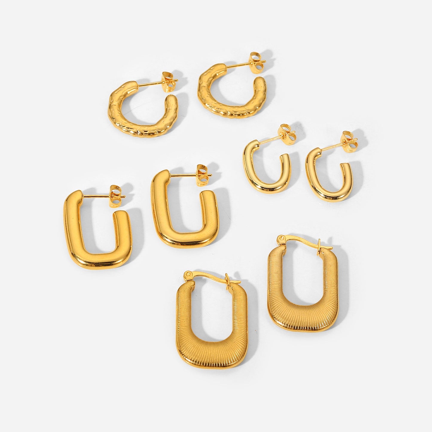 Minimalist Geometric Titanium Steel Earrings with 18K Gold Plating for Women