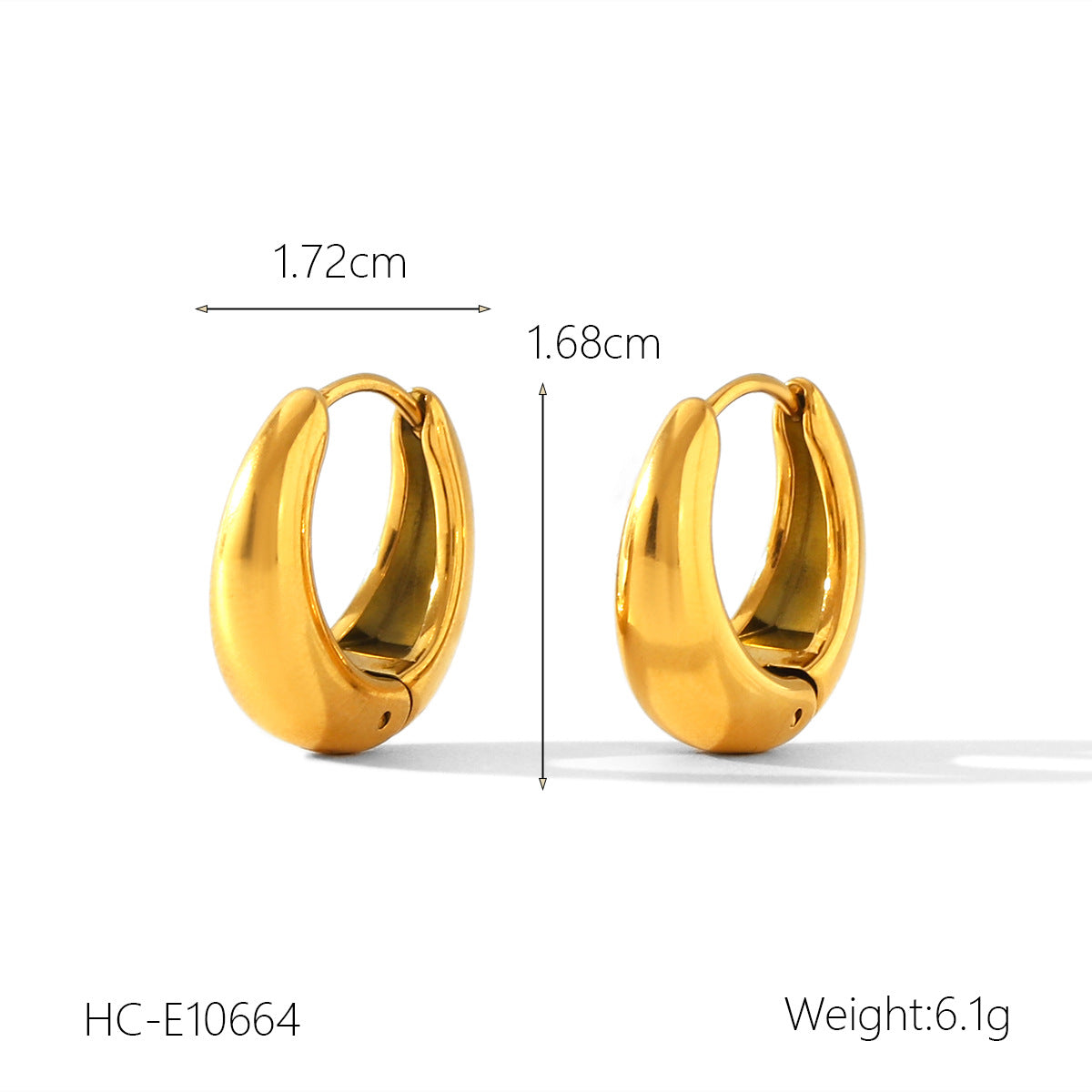 Minimalist 18K Gold Plated Stainless Steel U-Shaped Geometric Hoop Earrings for Women