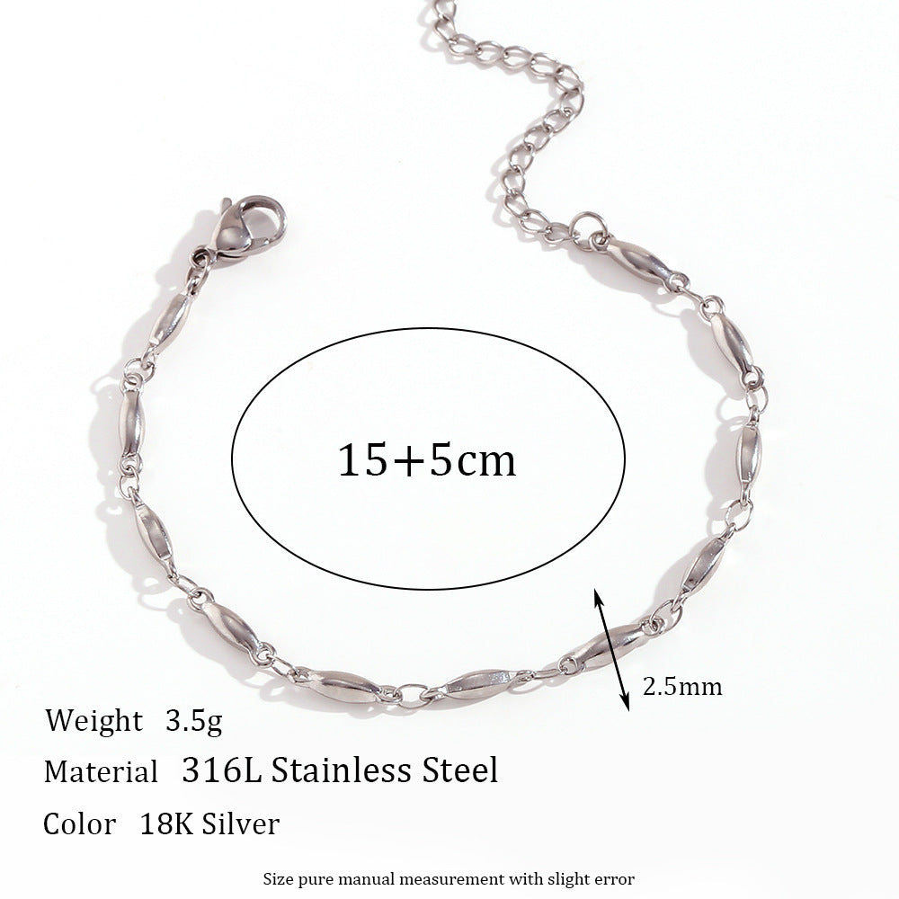 Conjunto de collar y pulsera hechos a mano para mujer de acero inoxidable chapado en oro de 18 quilates con diseño geométrico minimalista