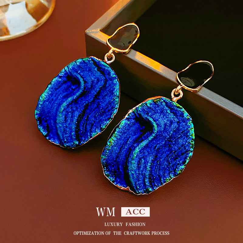 Vintage-Style Irregular Geometric Earrings with Gold-Plated Alloy Base and Stainless Steel Posts for Women