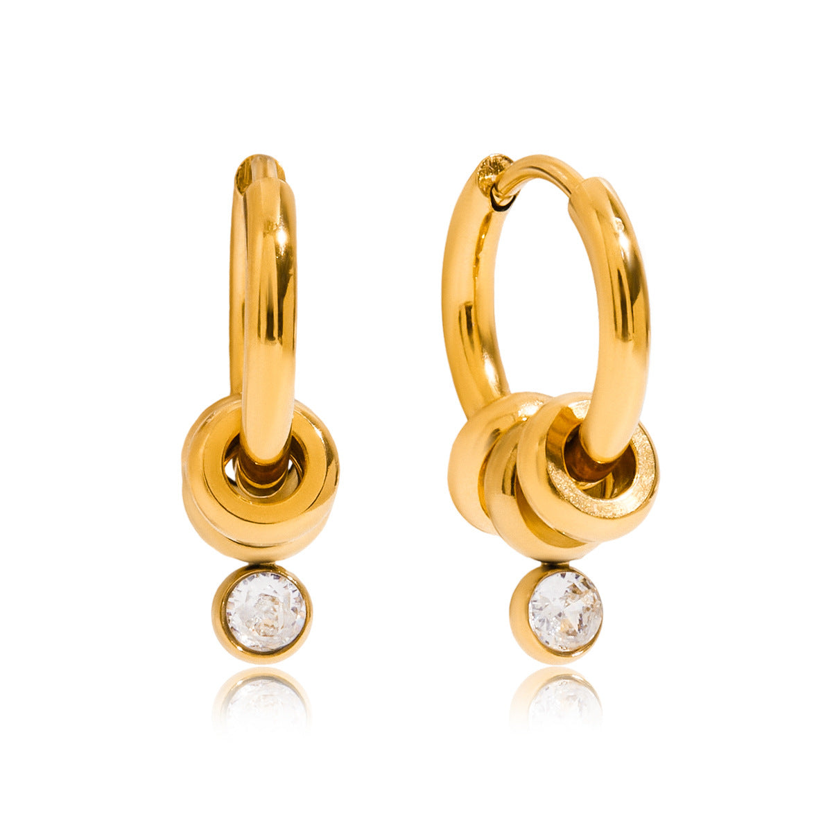 Orecchini a perno geometrici minimalisti in acciaio inossidabile con intarsio in strass per donna, gioielli di lusso in acciaio al titanio placcato ipoallergenico