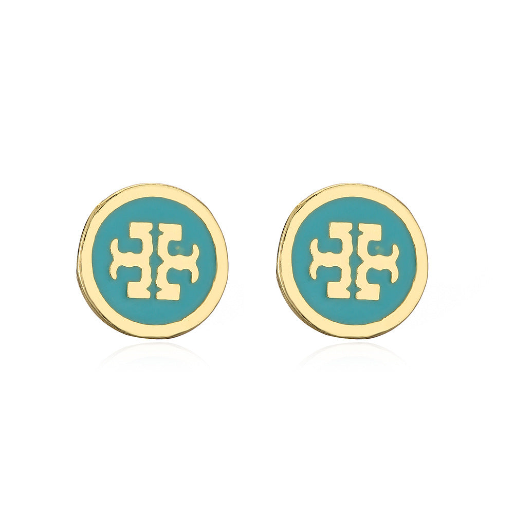Orecchini a Perno da Donna Minimalisti Geometrici Irregolari Smaltati in Rame Placcato Oro 18K Stile Vintage