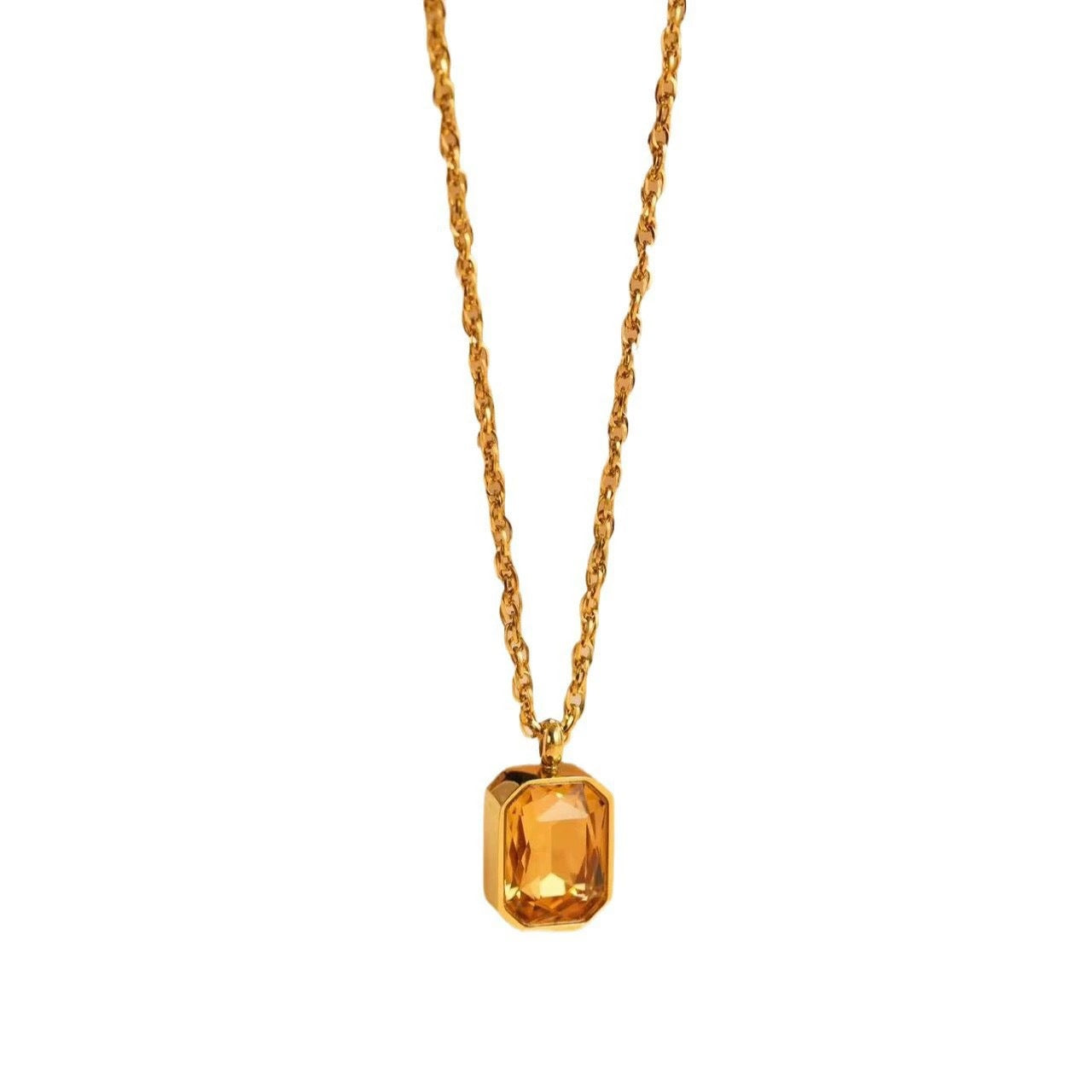Minimalist Luxury Square Titanium Steel Plated Pendant Necklace for Women