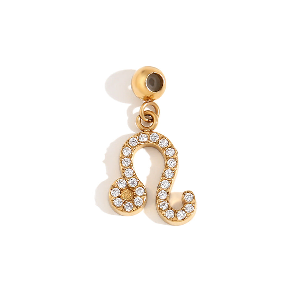 Collana da Donna Minimalista con Pendente Zodiacale in Acciaio Inossidabile con Placcatura in Oro 18 carati, Stile Acciaio al Titanio
