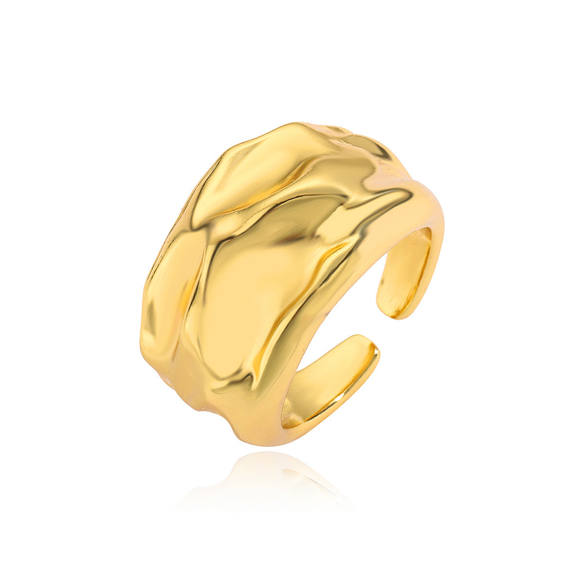 Minimalist Geometric Open Ring for Women Made of Brass with Gold Plating Vintage-Inspired Fashion Accessory