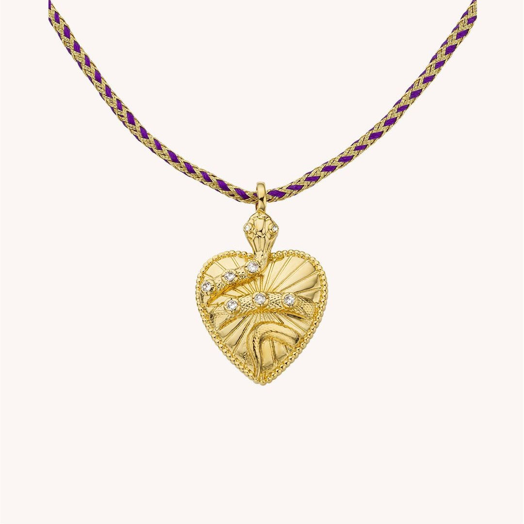 Collana con Pendente Vintage a Forma di Serpente da Donna con Intarsio di Zirconi su Catena in Rame Placcato