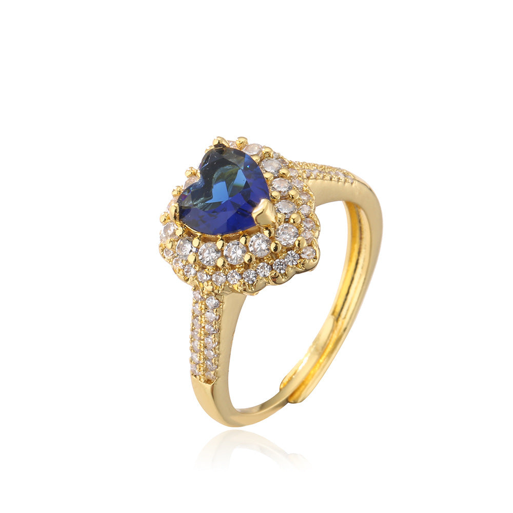 Minimalist Geometric Open Ring for Women Made of Brass with 18K Gold Plating and Zircon Inlay