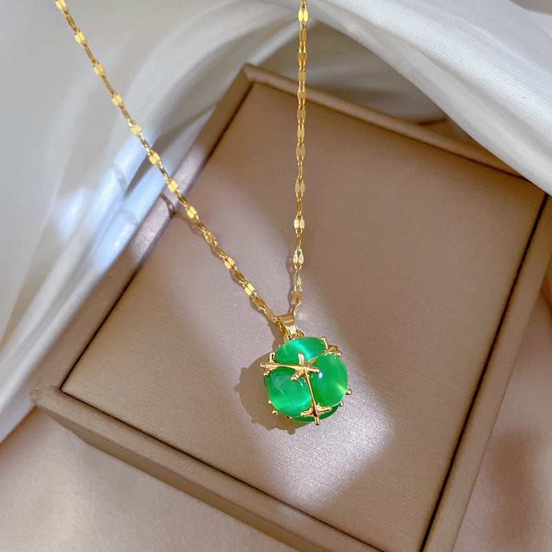 Collar con Colgante de Acero de Titanio Geométrico Minimalista de Dibujos Animados para Mujer con Incrustaciones de Diamantes de Imitación, Delicada Cadena de Clavícula