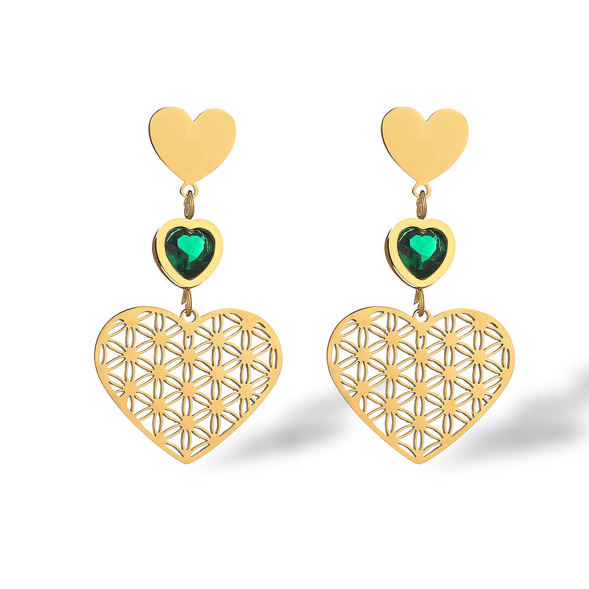 Minimalist Hollow Heart-Shaped Titanium Steel Earrings with 18K Gold Plating for Women Vintage Elegant Fashion Jewelry