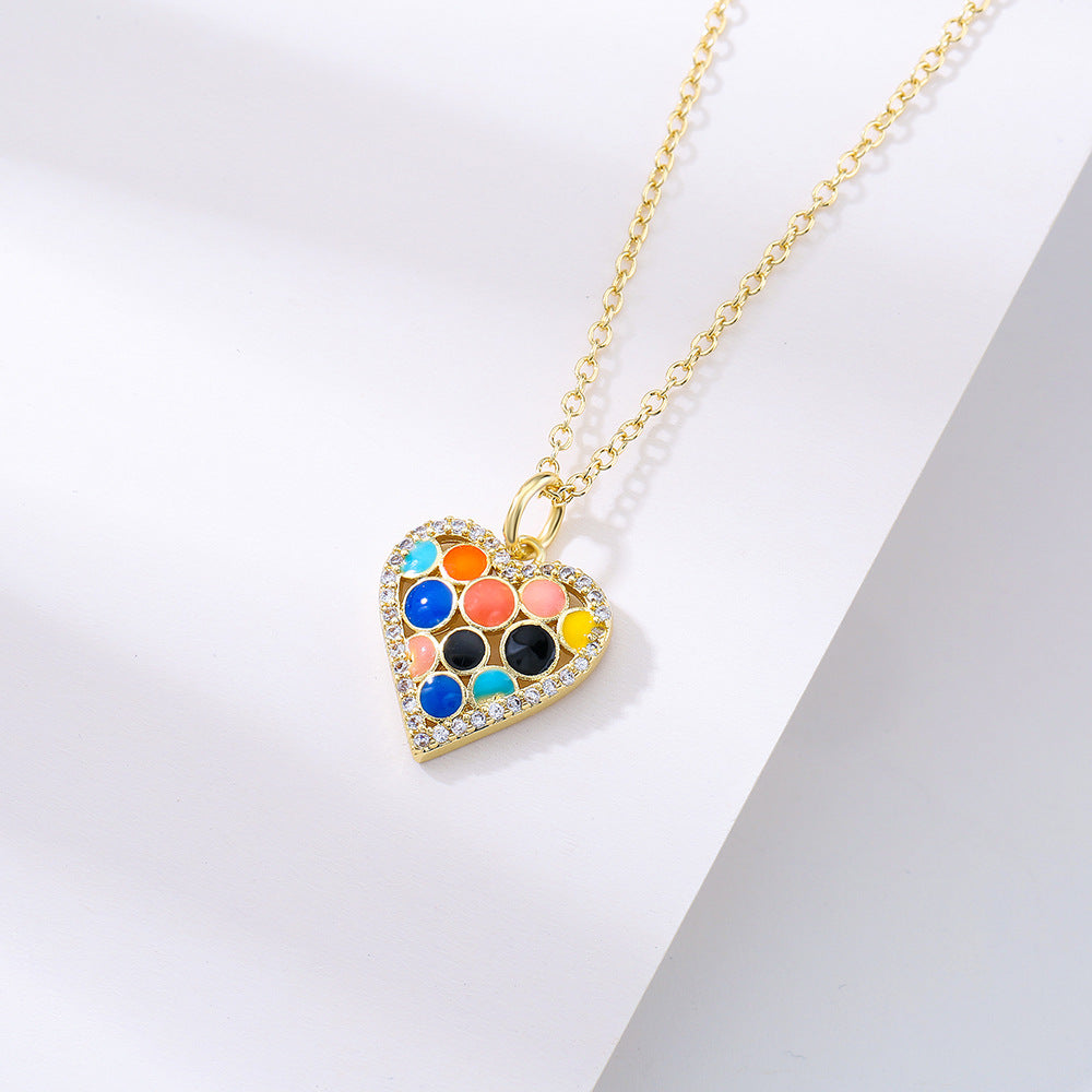 Minimalist Heart and Butterfly Pendant Necklace for Women in Copper with 18K Gold Plating, Geometric Design Locket Chain