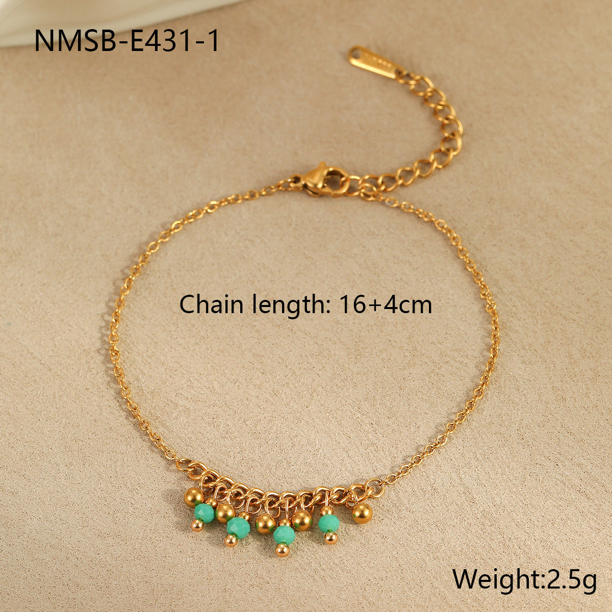 Fashionable Geometric Stainless Steel Plated Bracelet for Women with Colorful Natural Beads and Tassel Accents