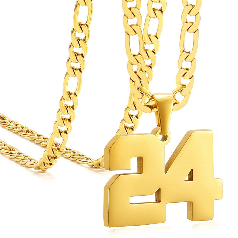 Minimalist Numeric Pendant Necklace for Men and Women Stainless Steel Chain with Polished Titanium Steel Charm