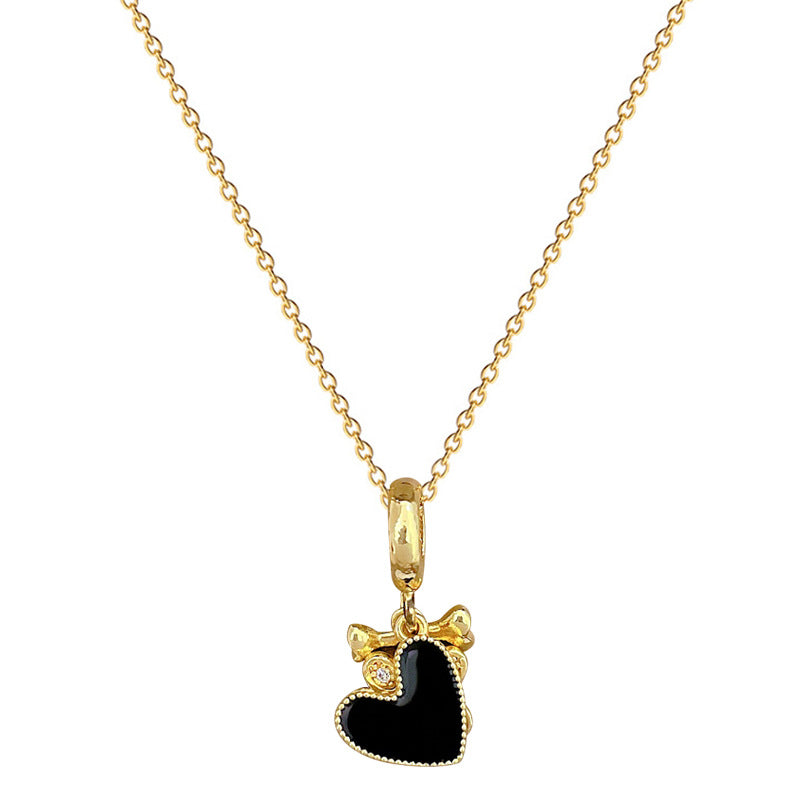 Luxury Heart-Shaped Stainless Steel Necklace with Dog Paw Pendant and Rhinestone Inlay for Women