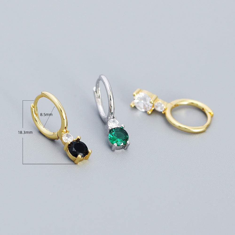 Minimalist 925 Sterling Silver Geometric Square Cubic Zirconia Inlay Hoop Earrings for Women