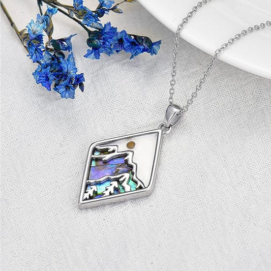 Minimalist Faith-Inspired Geometric Hill Mustard Seed Pendant Necklace in Stainless Steel with Polished Finish for Women