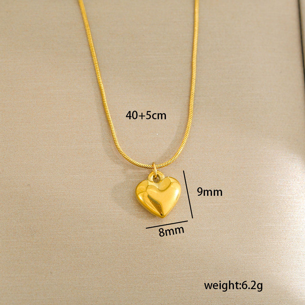 Collar minimalista de acero de titanio con forma de corazón, chapado en oro, perla y cadena ajustable para mujer