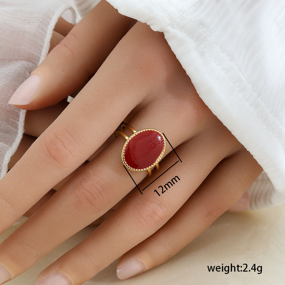 Minimalist Geometric Stainless Steel Gold-Plated Adjustable Open Ring for Women
