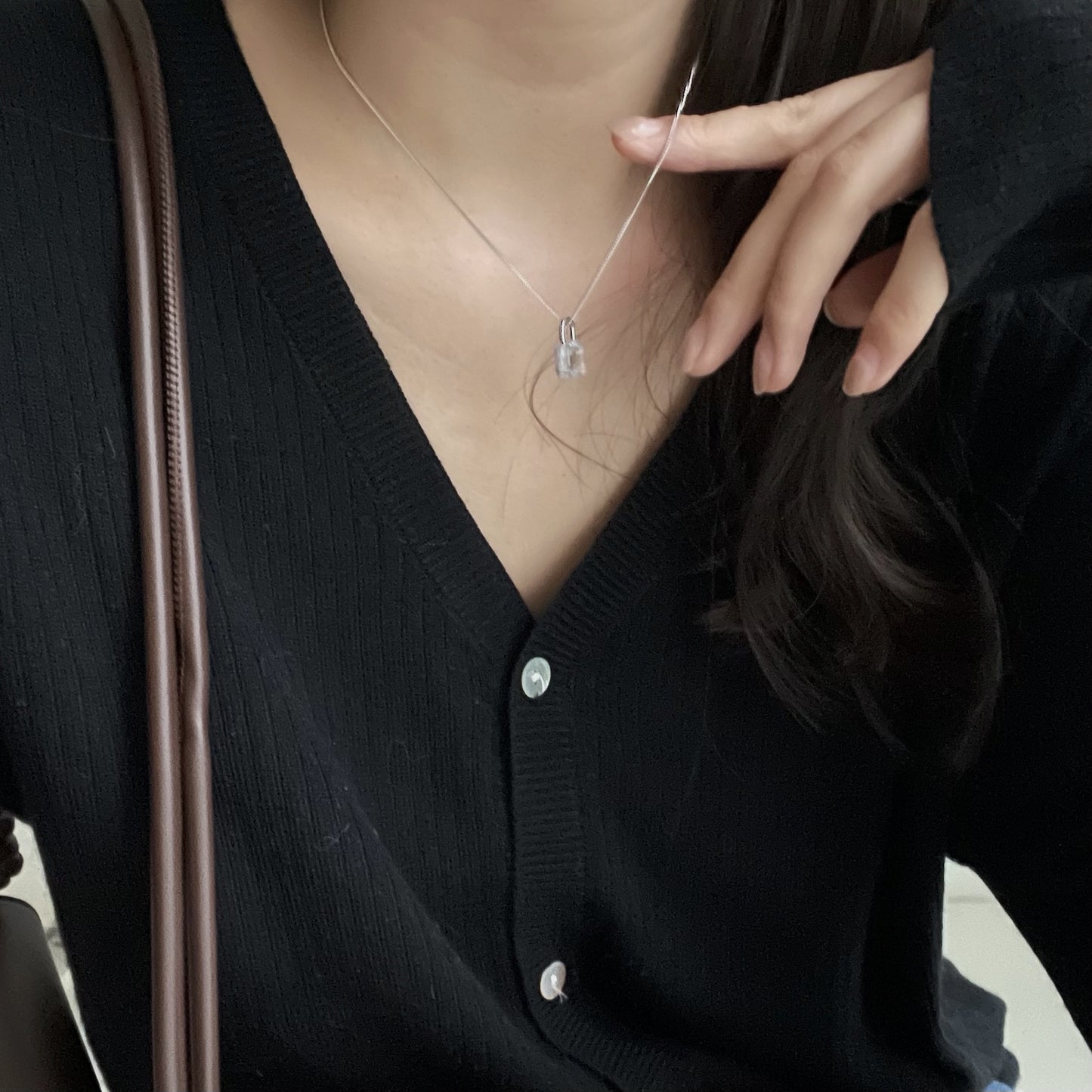Elegante Collana Mini Lucchetto Geometrico Placcata Oro in Argento Sterling 925 con Zirconia Cubica e Catena Curb