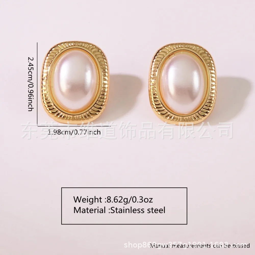 Beach Style Stainless Steel Geometric Starfish Shell Stud Earrings for Women