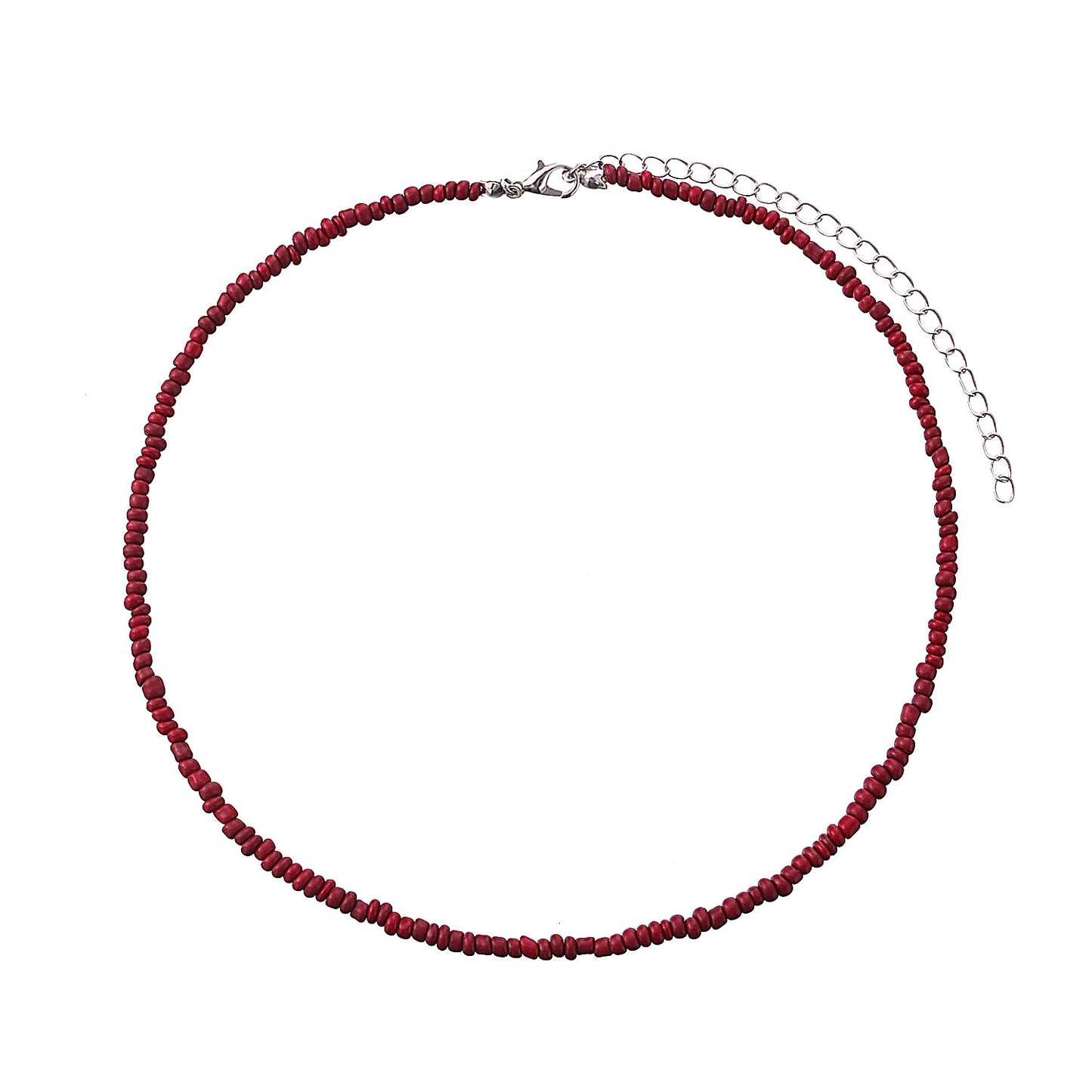Bohemian Geometric Round Seed Beads Necklace Solid Color Short Choker for Women