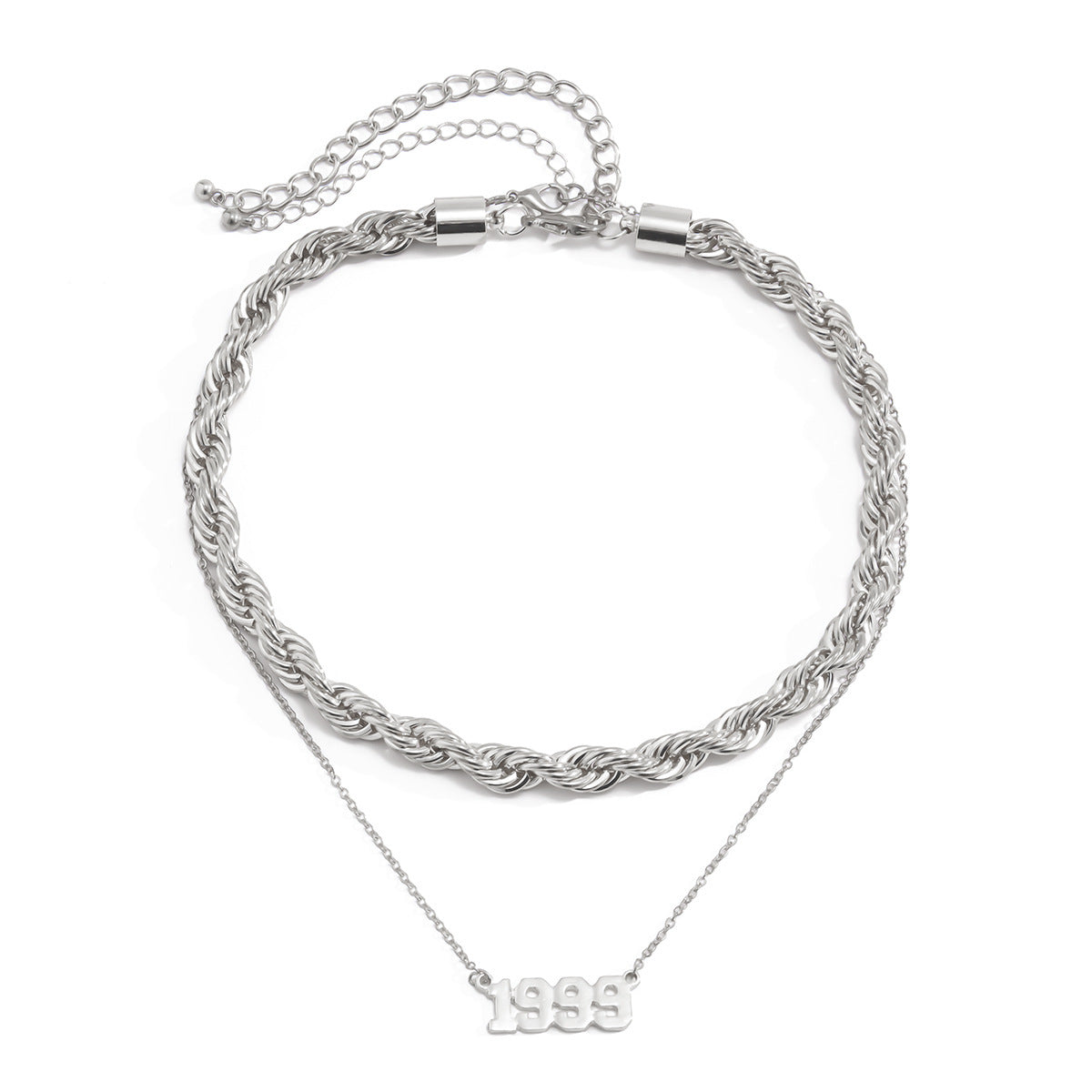Juego de collares de aleación con letras geométricas para mujer, cadena tipo cable, chapado, estilo vintage minimalista