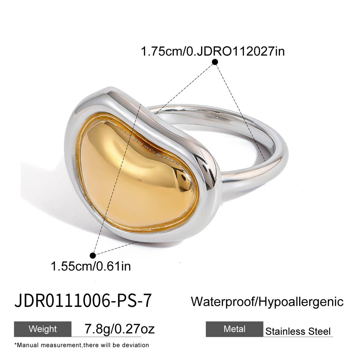 Anello geometrico in acciaio inossidabile con placcatura in oro PVD sottovuoto da donna Accessorio di moda lussuoso e minimalista