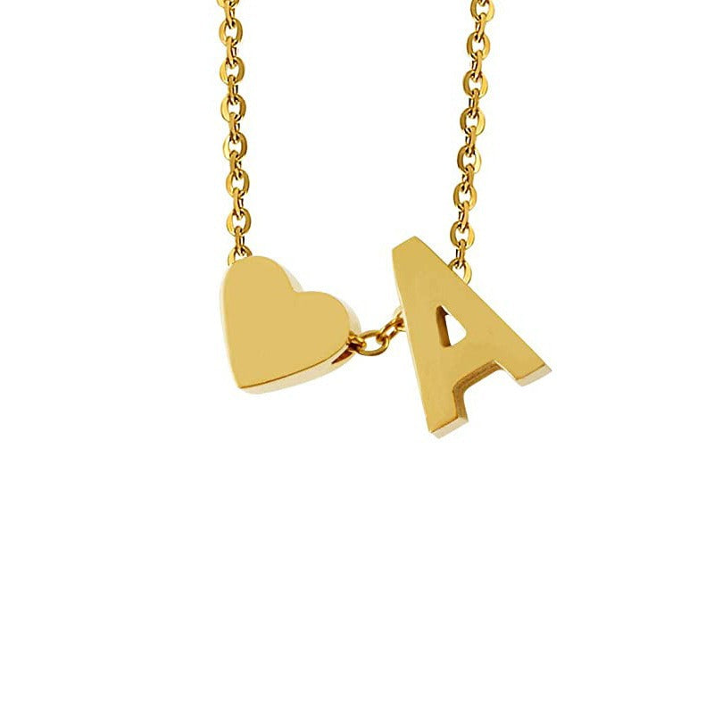 Collana Minimalista con Ciondolo a Cuore in Acciaio Inossidabile, Charms in Acciaio al Titanio e Finitura Placcata per Uomo e Donna