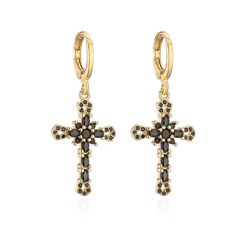 Orecchini geometrici in rame con placcatura in oro 18 carati e accenti di zirconi da donna, gioielli minimalisti alla moda