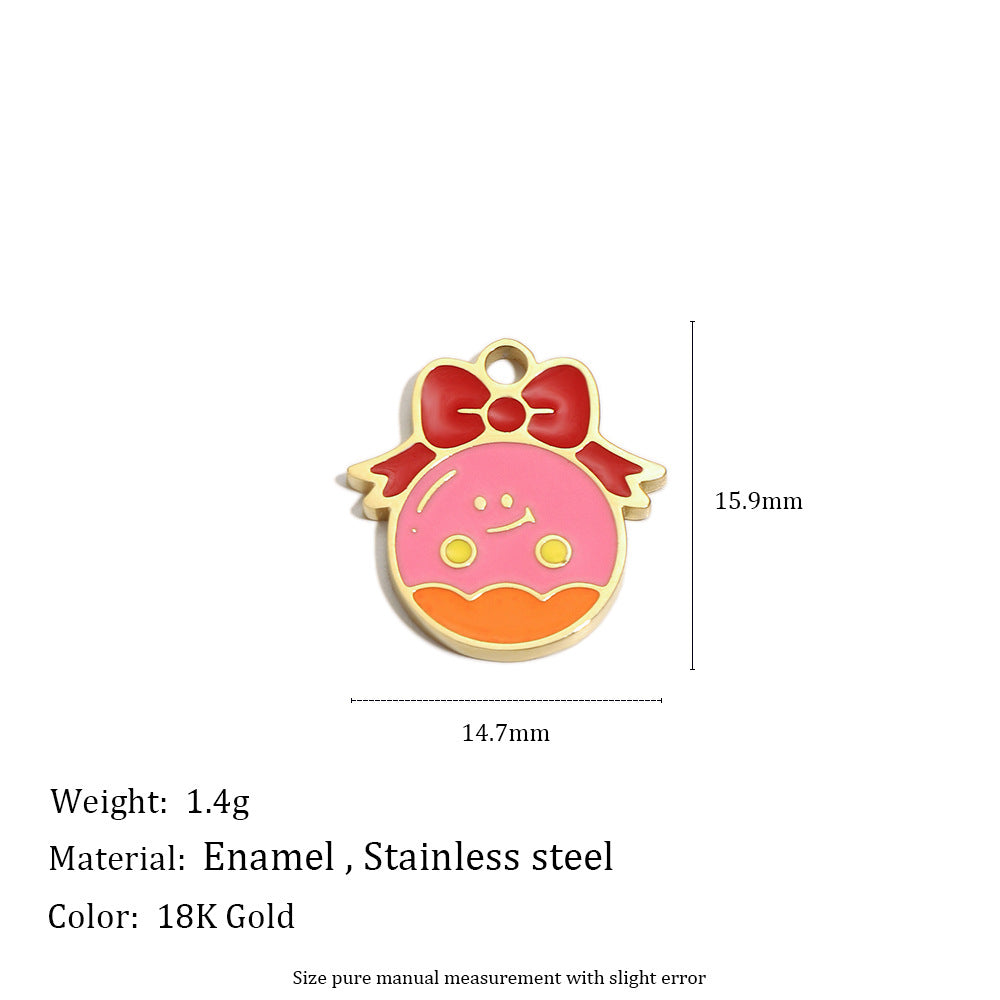 Colgante Minimalista de Moda con Temática Navideña en Acero Inoxidable con Baño de Oro de 18K con Motivos de Copo de Nieve y Papá Noel