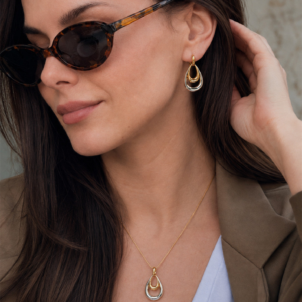 Minimalist 18K Gold Plated Stainless Steel Teardrop Pendant Necklace for Women