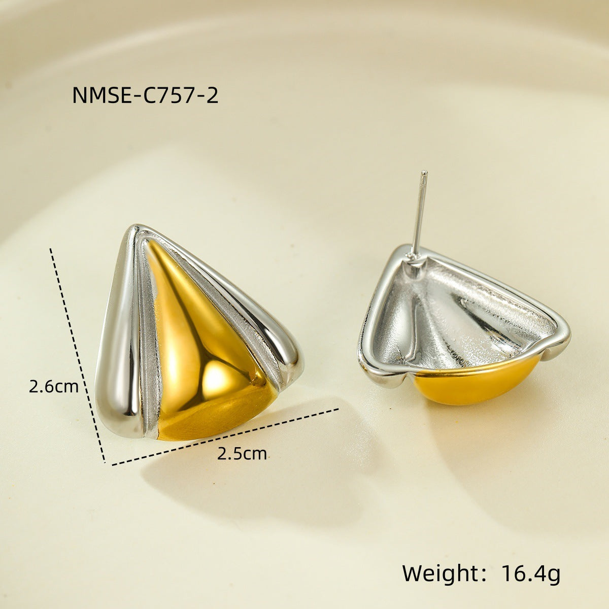 Orecchini Minimalisti Geometrici in Acciaio Inossidabile da Donna Placcati Oro e Argento