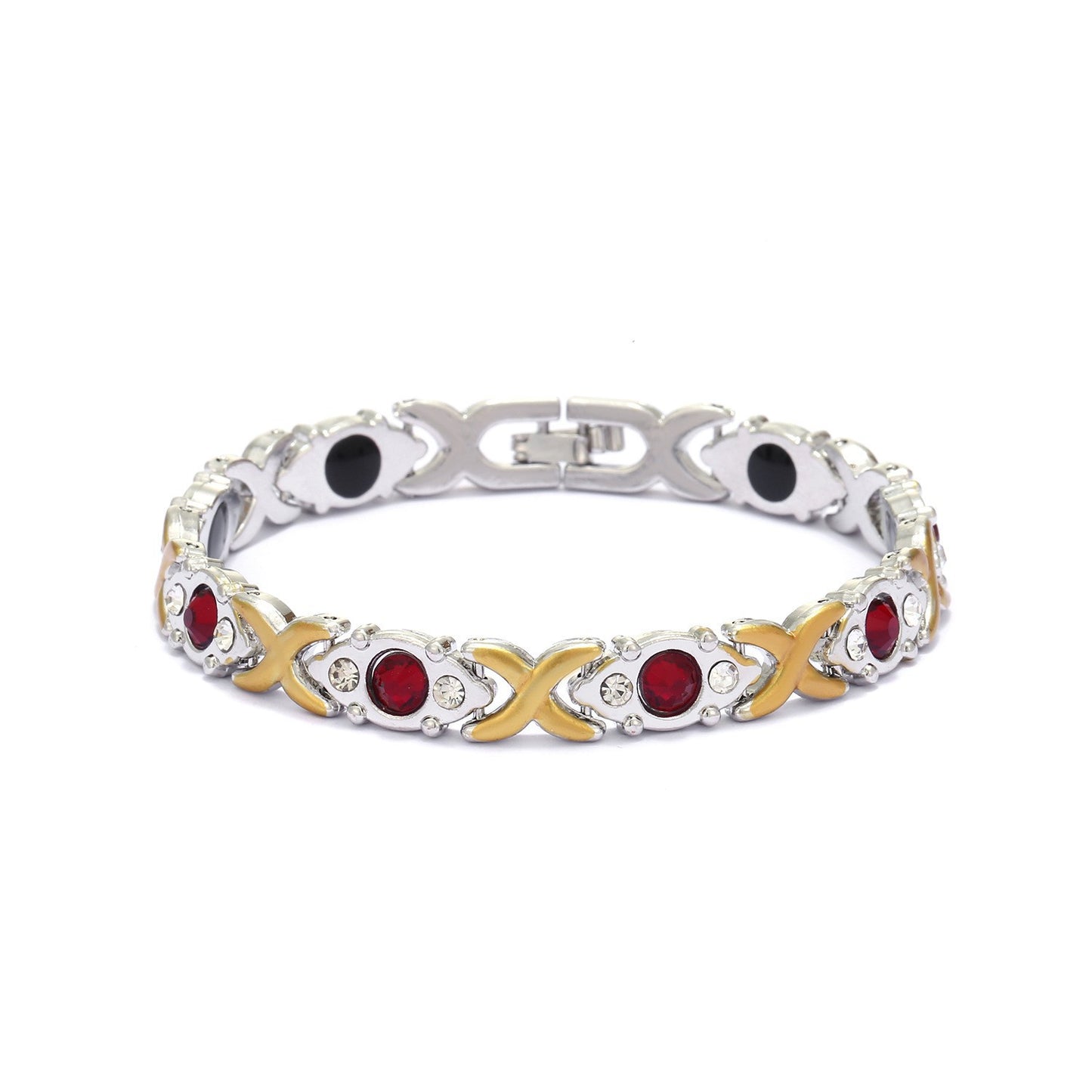 Bracciale regolabile da donna in lega placcata con strass a goccia, stile lusso minimalista