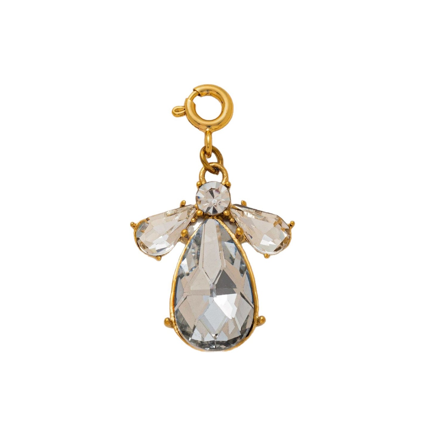 Vintage 18K Gold Plated PVD Stainless Steel Abstract Stone Cubic Zirconia Charm Bar